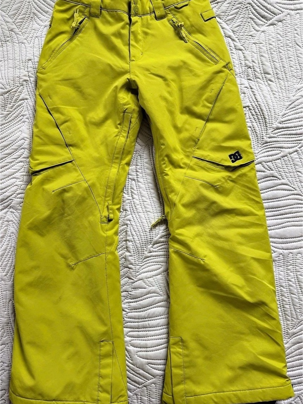 DC Shoes Kids Ski Snow Pants in Yellow Lime Green Size Large Waterproof
